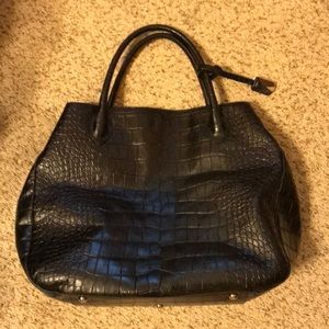 Furla black leather crocodile purse